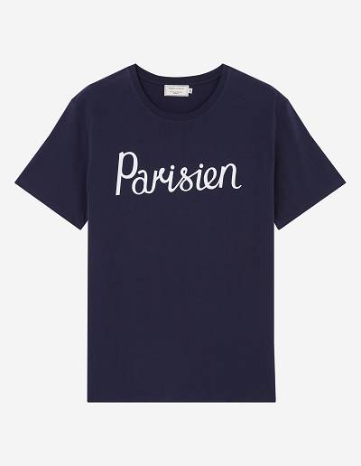 Navy Men's Maison Kitsune Parisien Classic T Shirts | AU-U0934