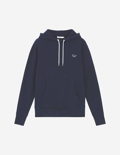 Navy Women's Maison Kitsune Navy Fox Patch Classic Hoodies | AU-Q0409