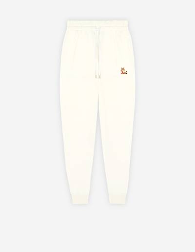 White Men's Maison Kitsune Chillax Fox Patch Classic Jog Pants | AU-K0574