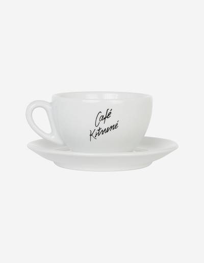 White Men's Maison Kitsune Cup & Saucer Ceramic Size L Accessories | AU-S0329