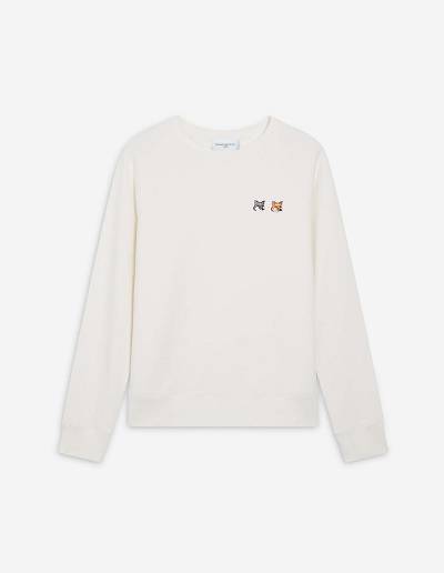 White Men's Maison Kitsune Double Fox Head Patch Classic Sweatshirts | AU-X0986