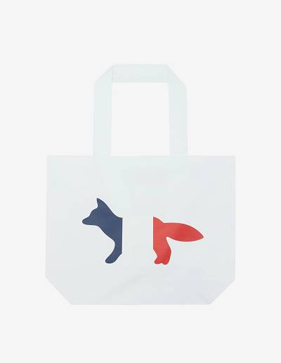 White Women's Maison Kitsune Tricolor Fox Tote Bags | AU-M0373